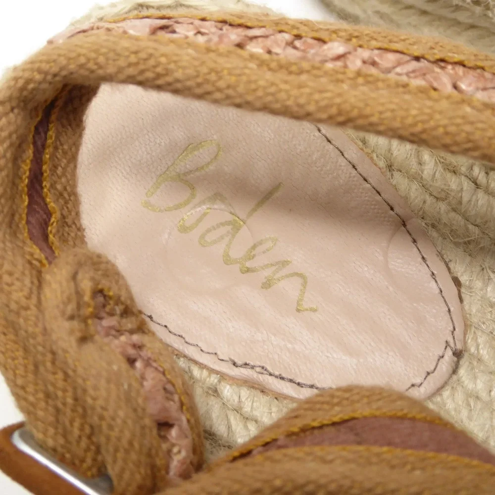 Boden Womens Espadrille Flats Pink Woven Raffia Slingback 39 / 8